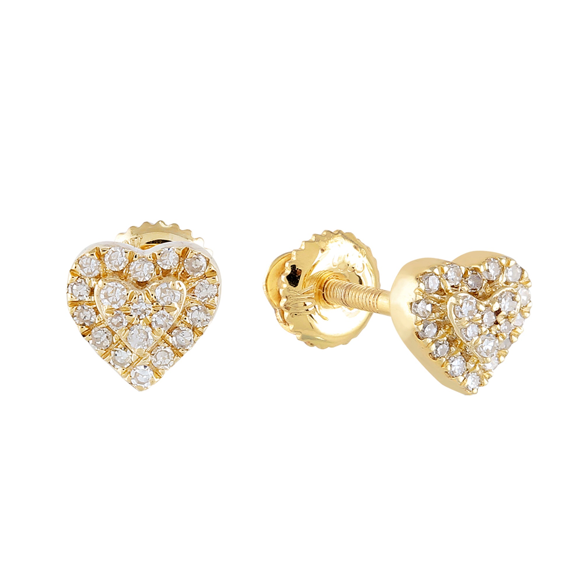 0.12Ct Round Diamond Cluster Heart Stud Earrings
