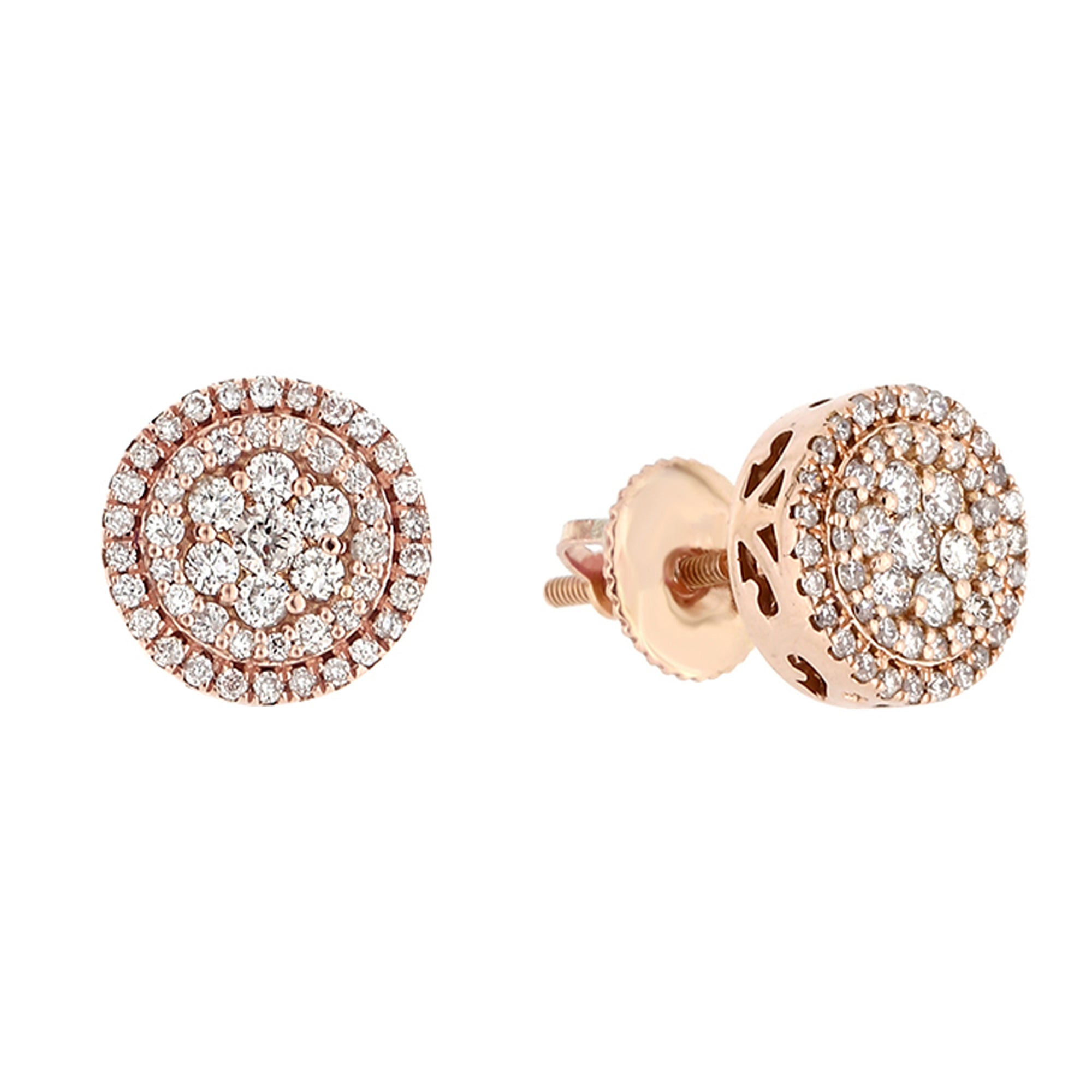 0.48Ct Diamond Cluster Rose Gold Round Stud Earrings