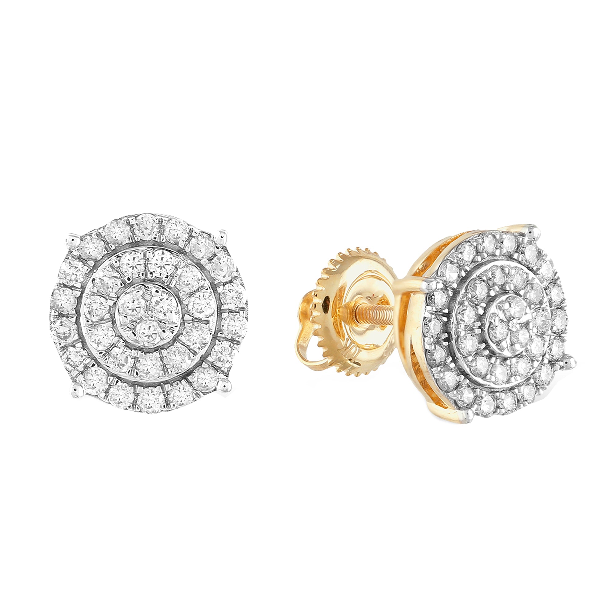 0.48Ct Yellow Gold Round Diamond Stud Earrings