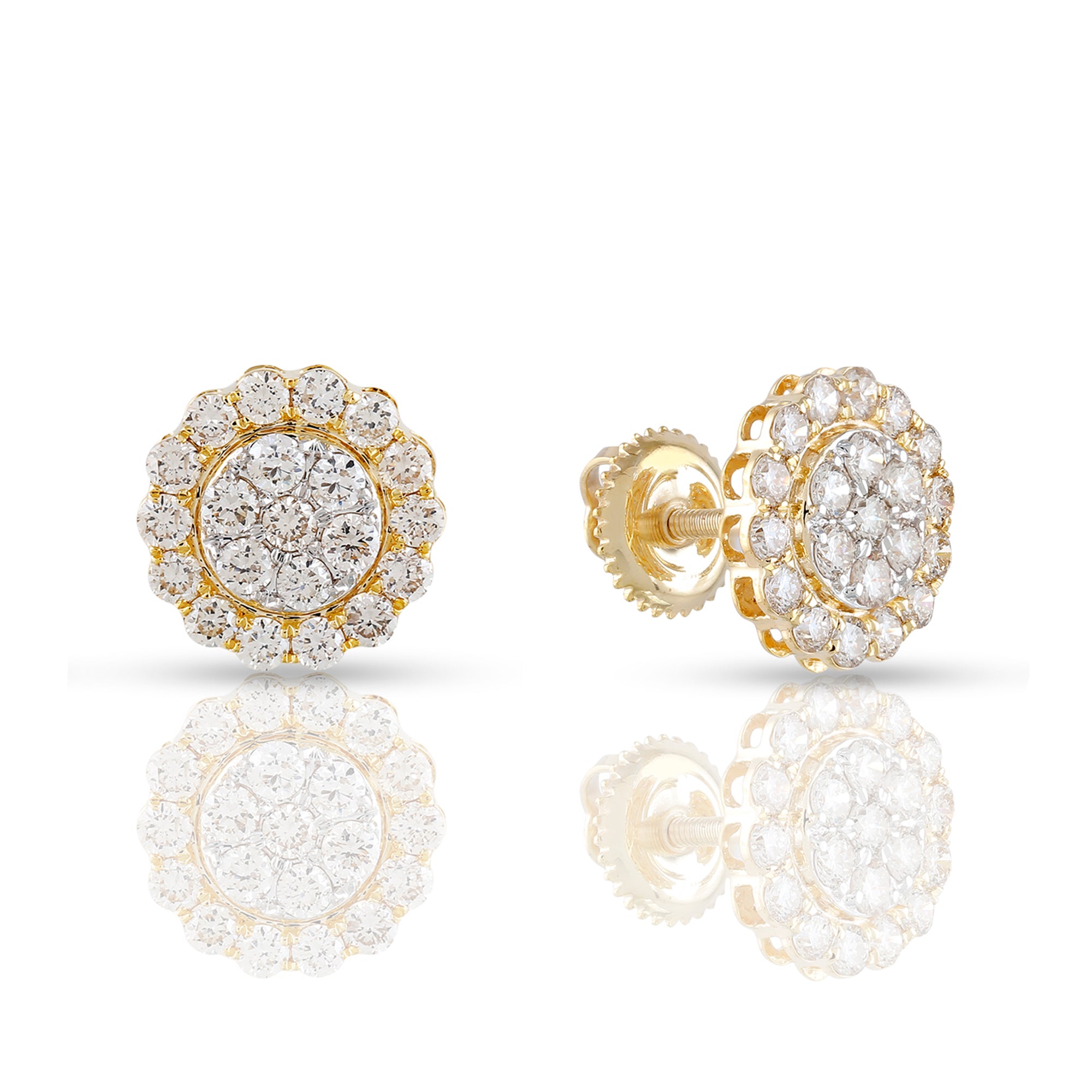 0.93Ct Round Diamond Yellow Gold Round Stud Earrings