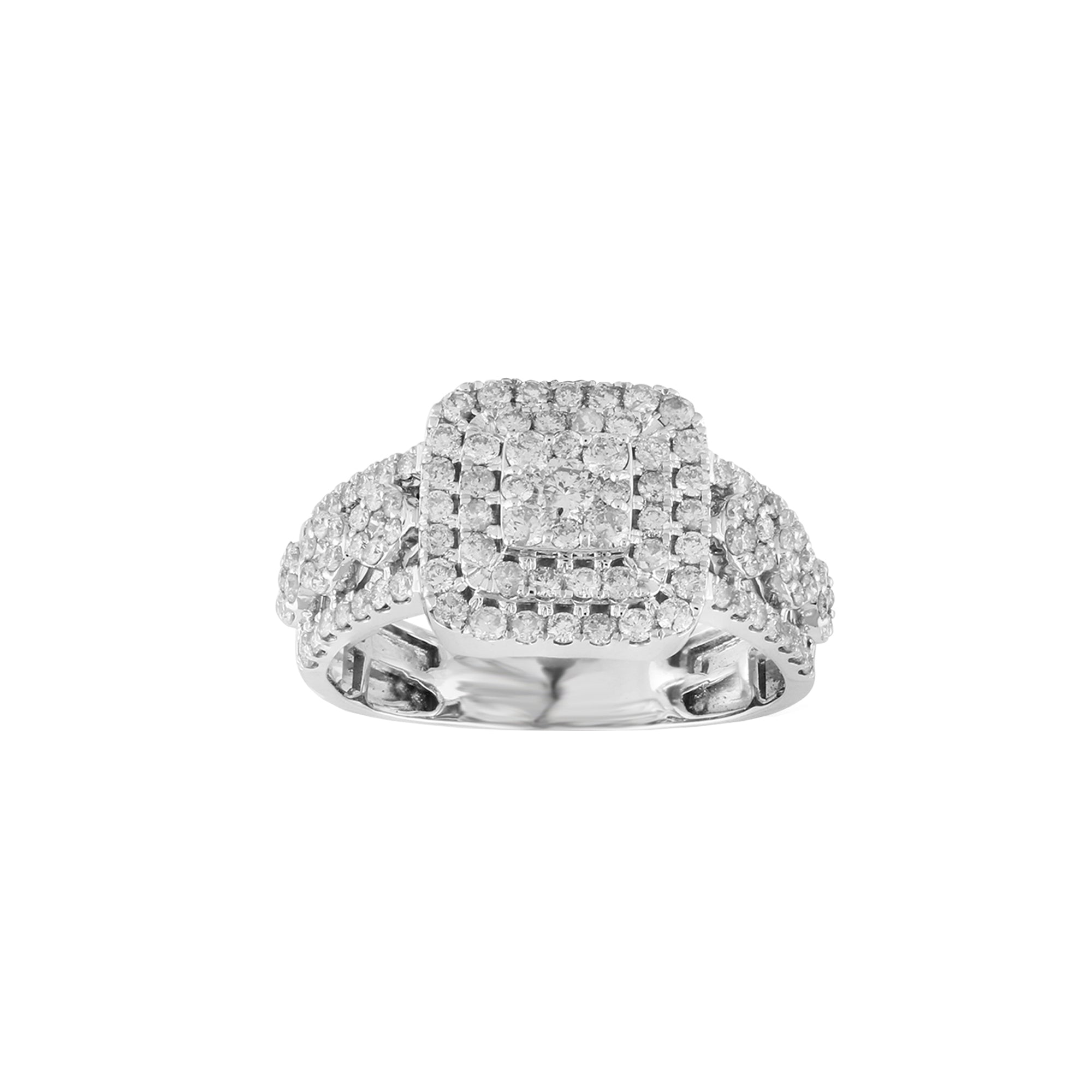 1.42Ct White Gold Diamond Cluster Men's Ring