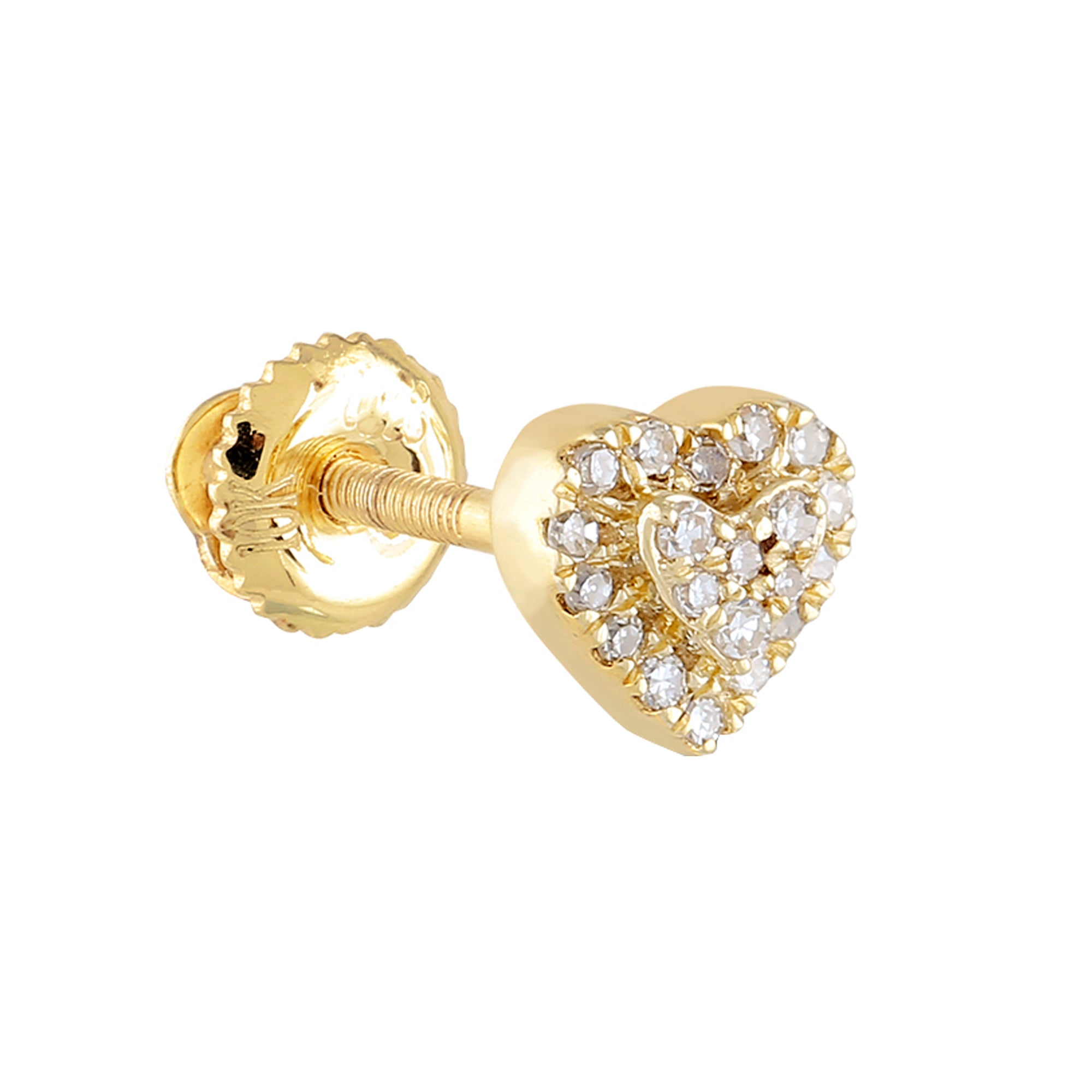Round Diamond Cluster Heart Stud Earrings