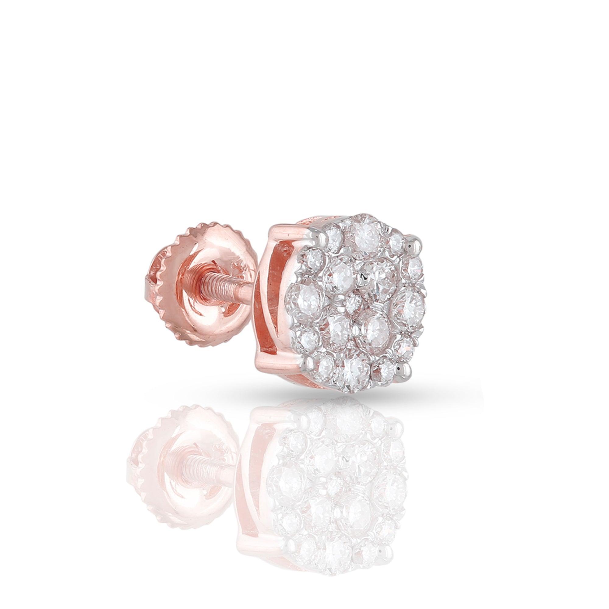 0.45Ct Diamond Cluster Rose Gold Round Stud Earrings
