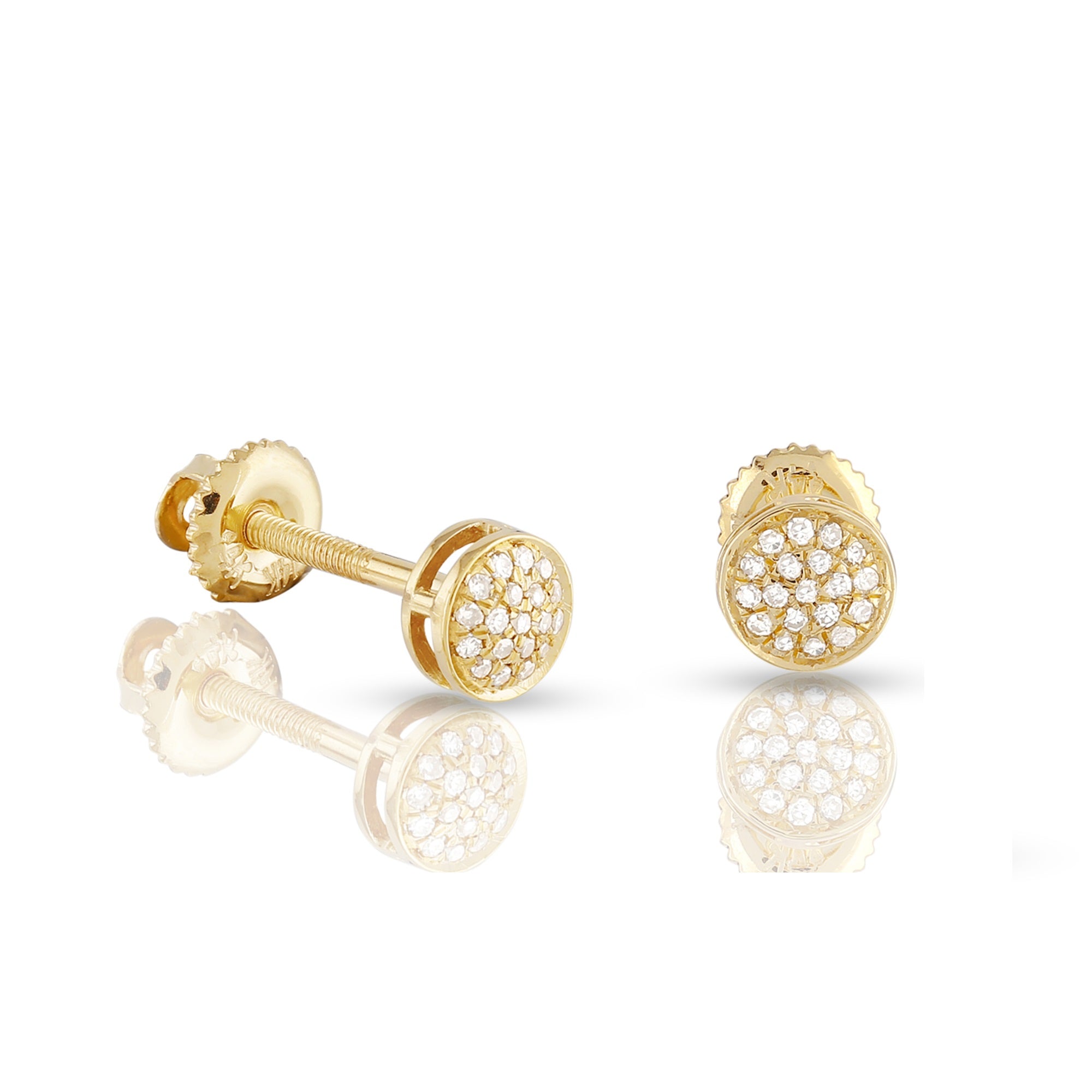 0.08Ct Diamond Cluster Yellow Gold Round Stud Earrings