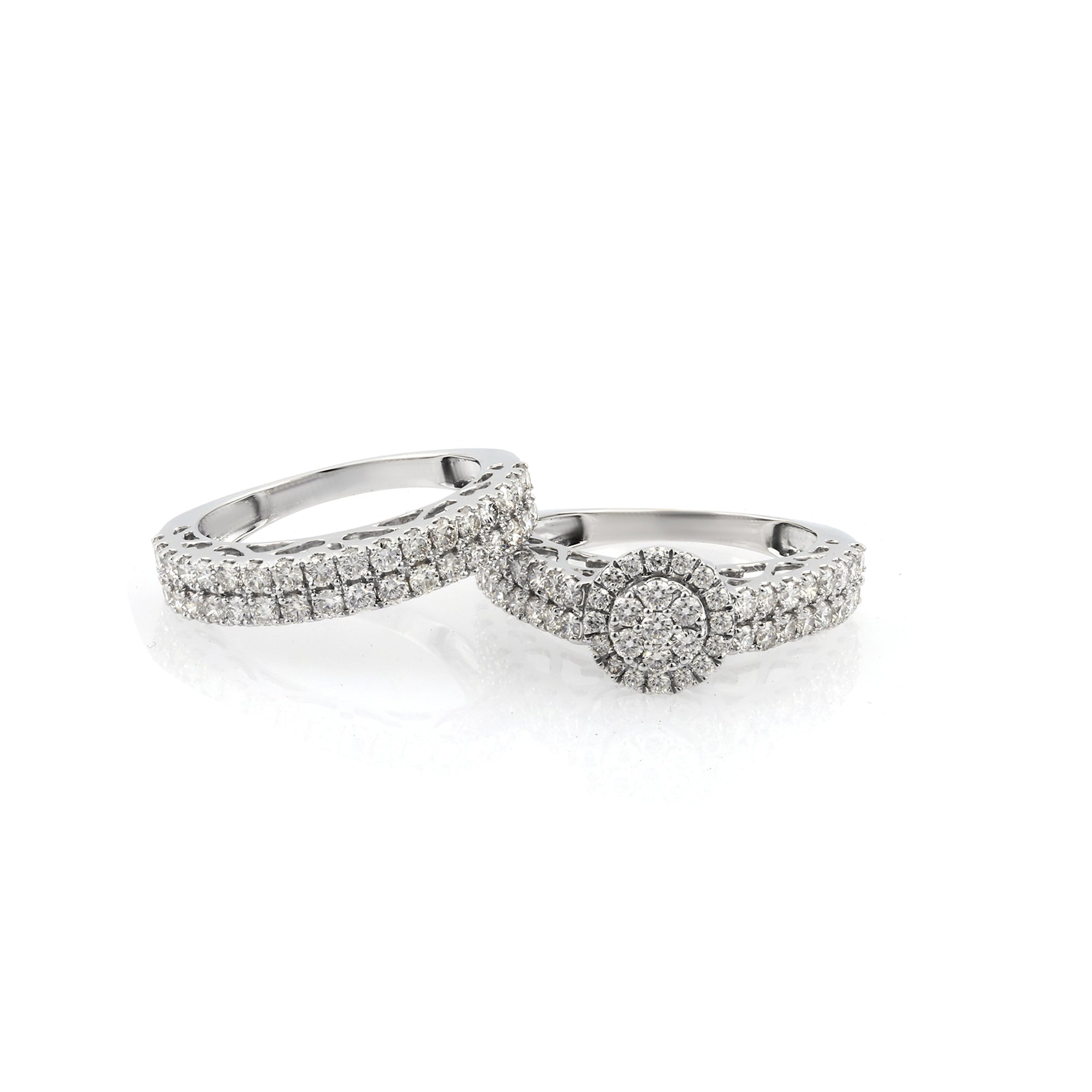 White Gold Round Diamond Pave Ring For Women's