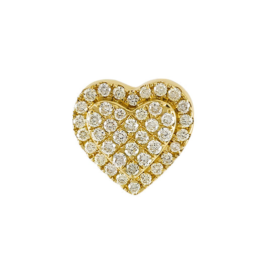 14K Yellow Gold Diamond Cluster Heart Stud Earrings
