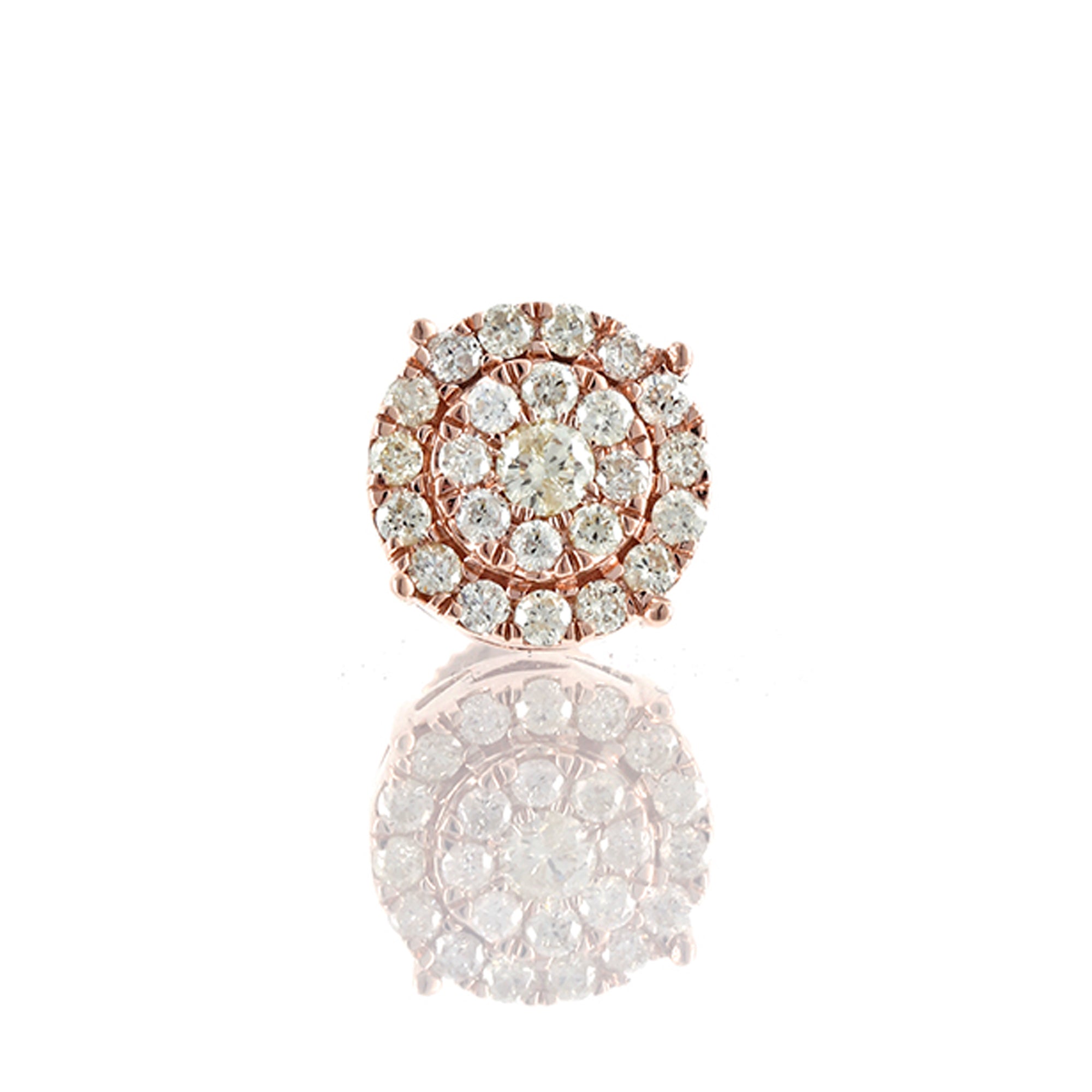 14K Gold Round Diamond Stud Round Earrings