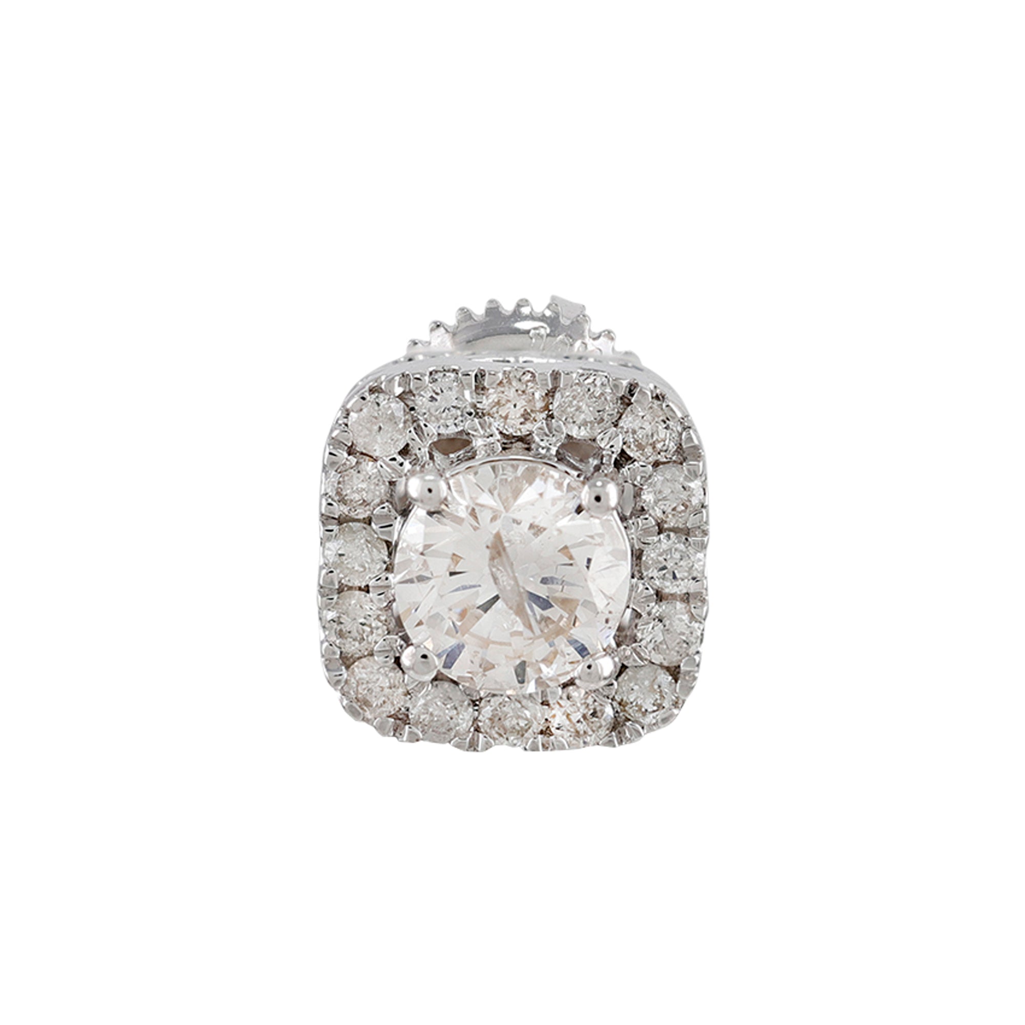 14K White Gold Square Halo Stud Earrings