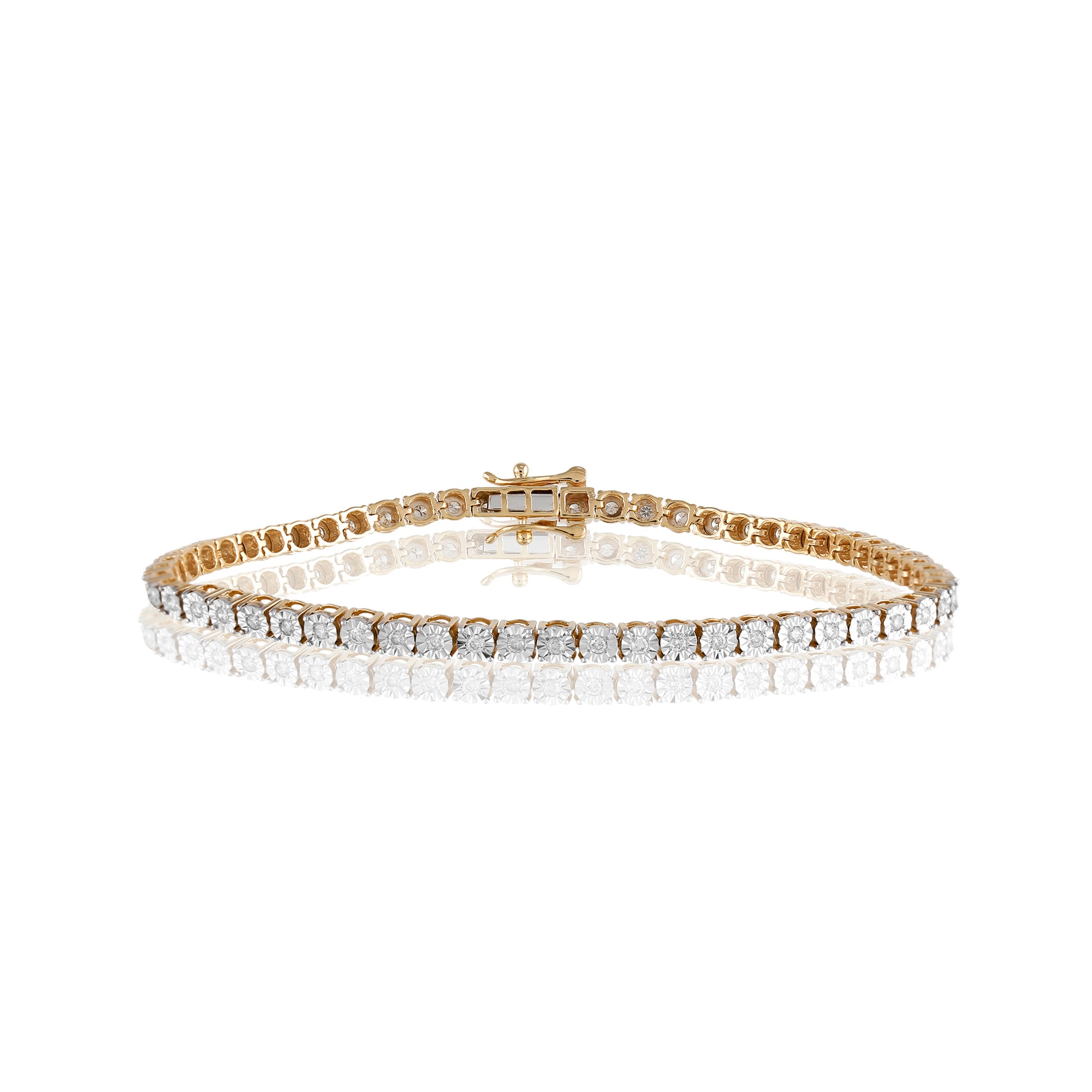 3.7mm Yellow Gold Diamond Illusion Tennis Bracelet
