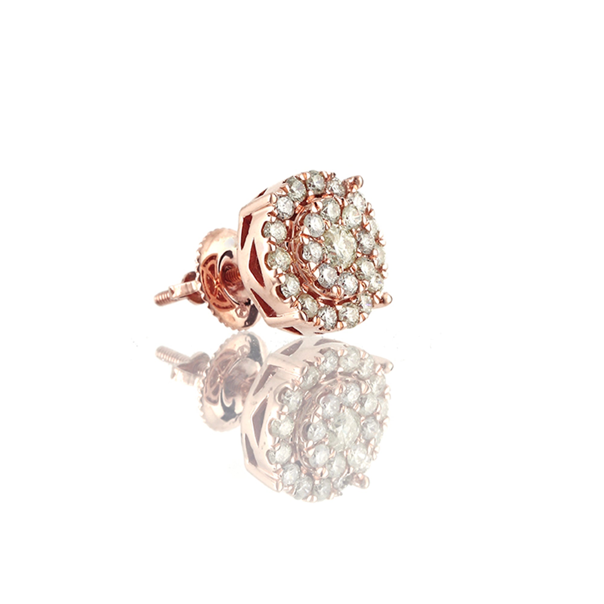 Rose Gold Round Diamond Stud Round Earrings