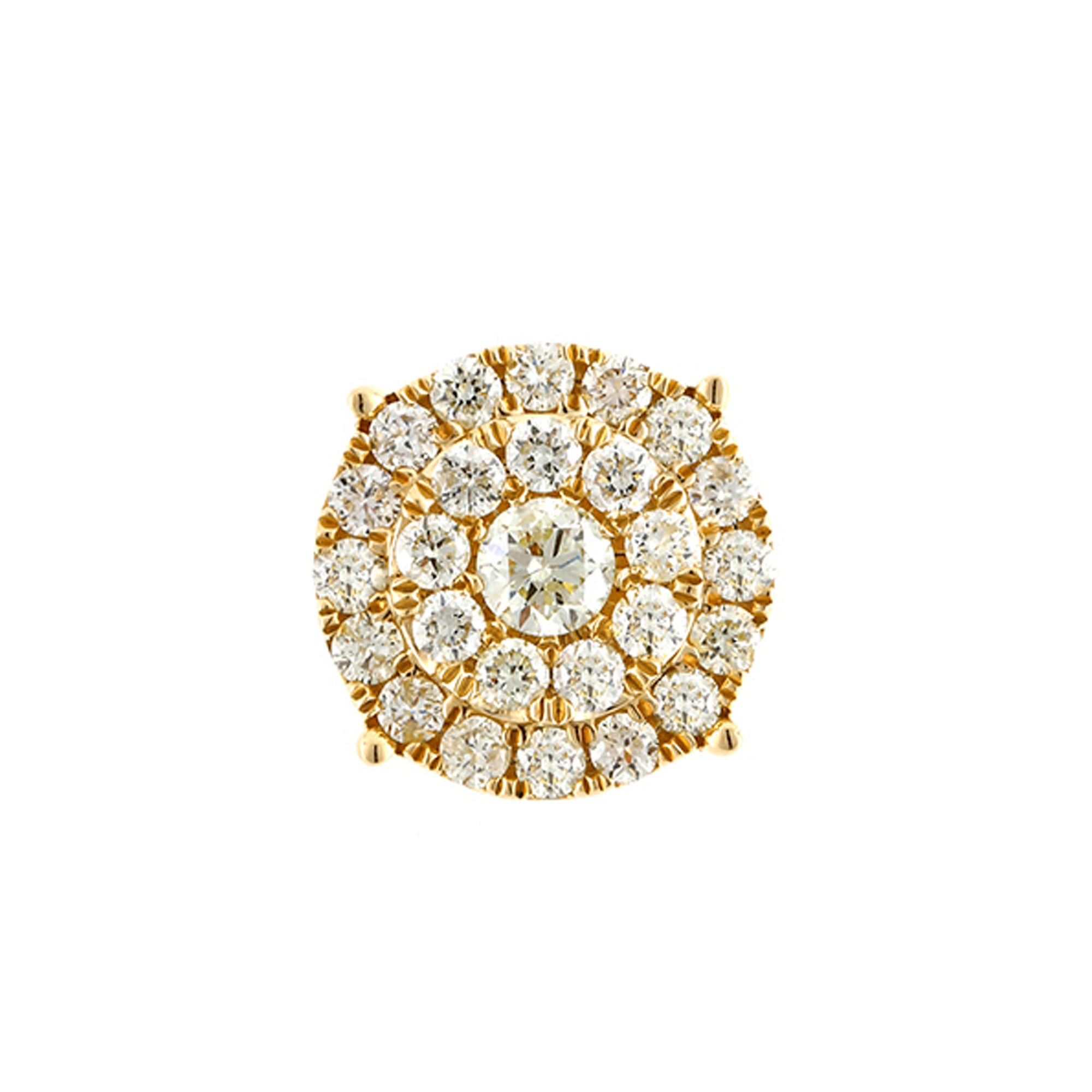 1.75Ct Round Diamond Yellow Gold Stud Earrings