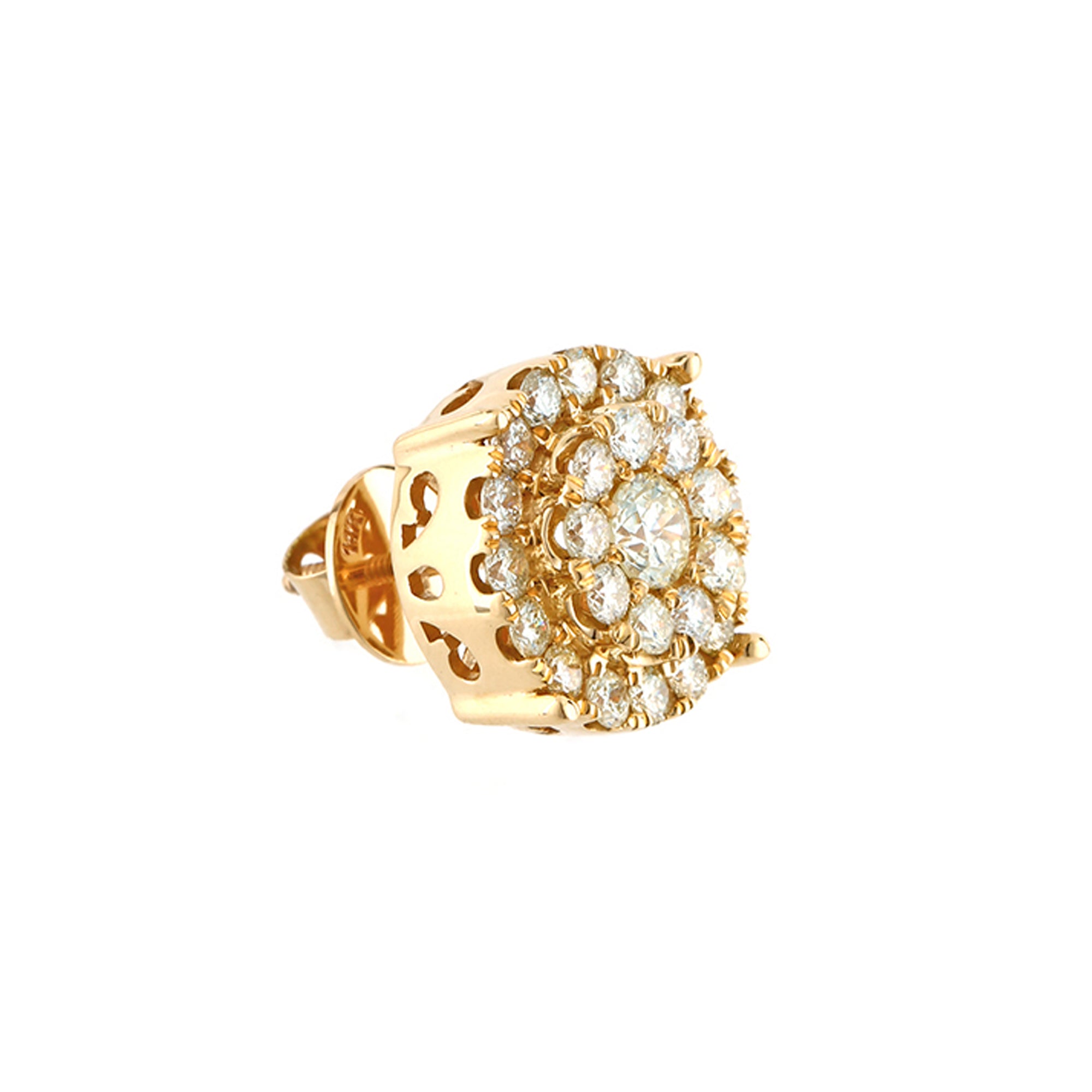 1.25Ct Diamond Yellow Gold Round Stud Earrings