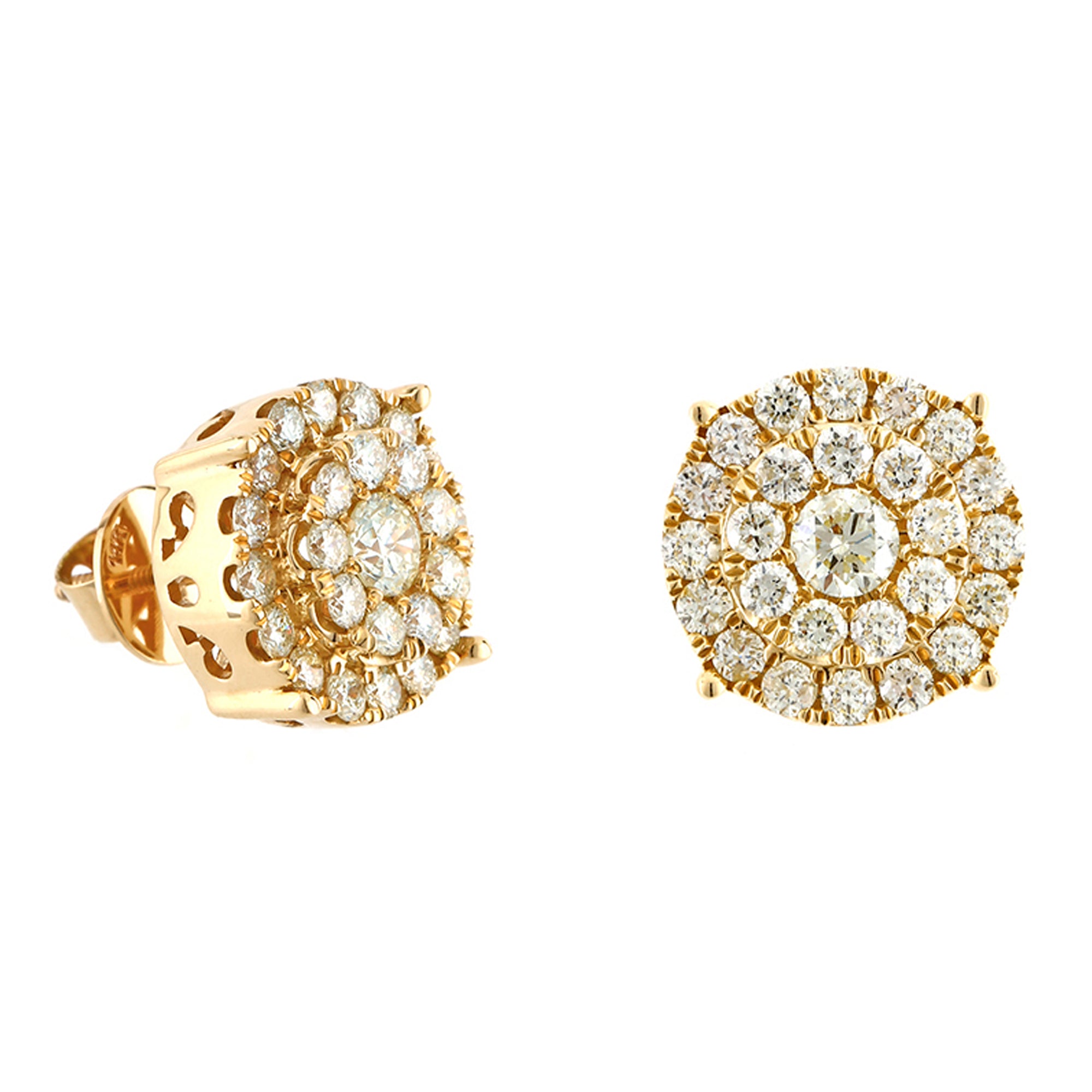 1.25Ct Diamond Yellow Gold Round Stud Earrings
