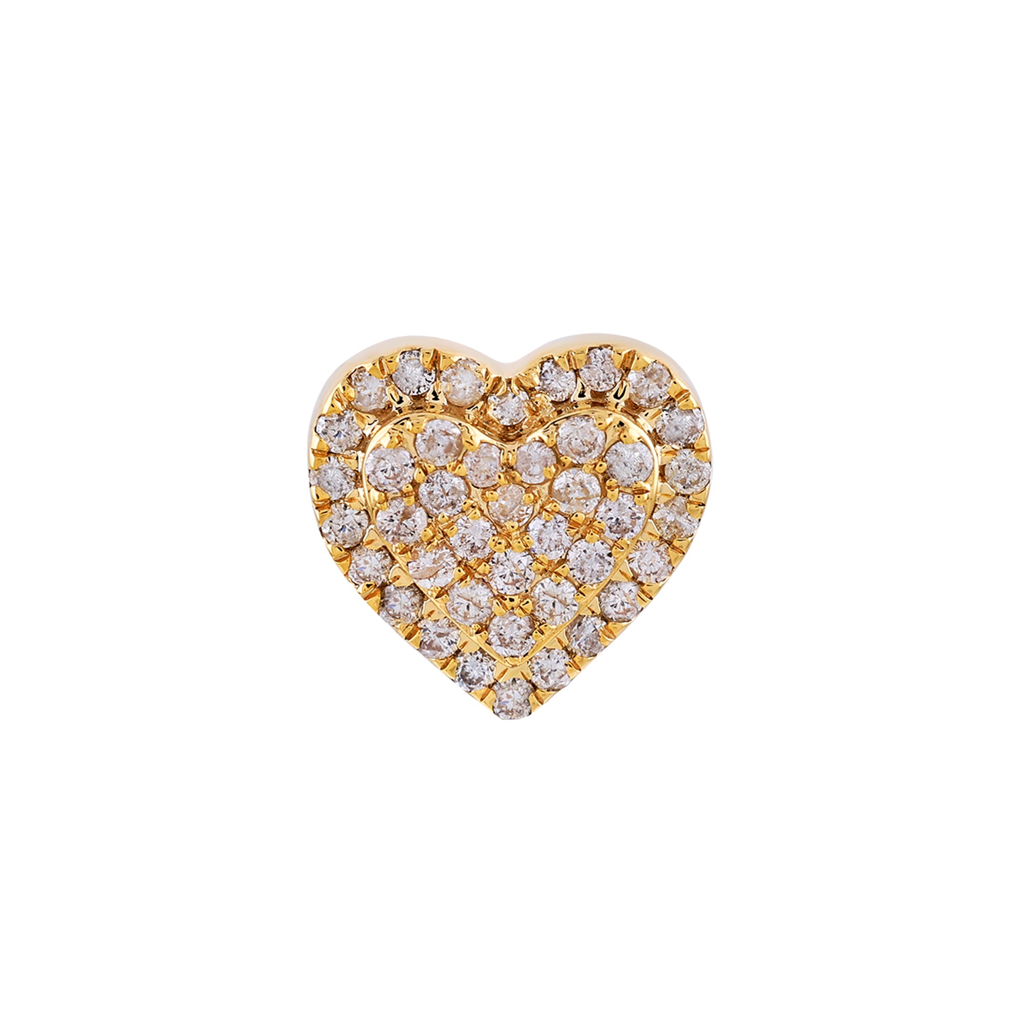 Yellow Gold Diamond Cluster Double Heart Stud Earrings