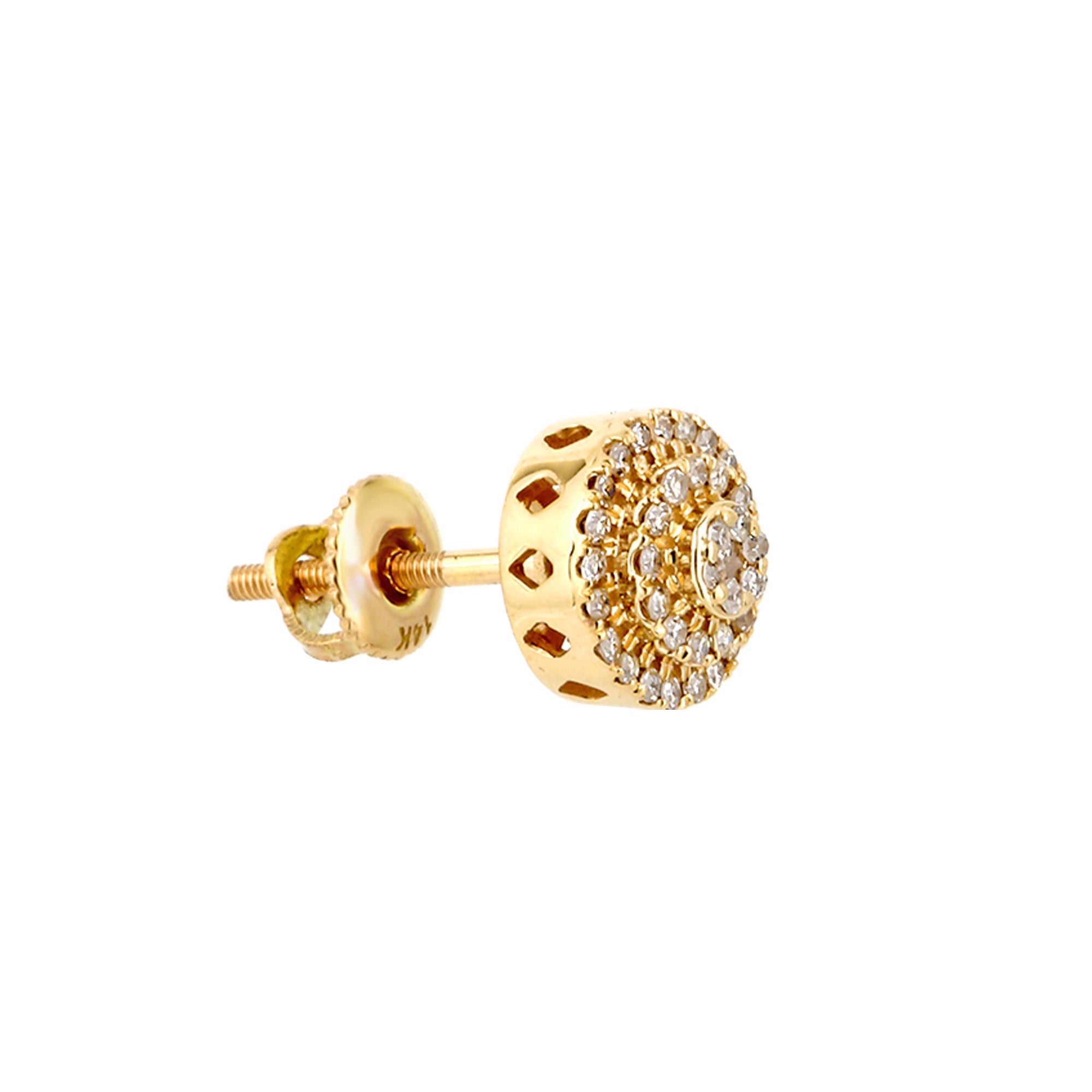 0.48Ct Yellow Gold Diamond Cluster Round Stud Earrings