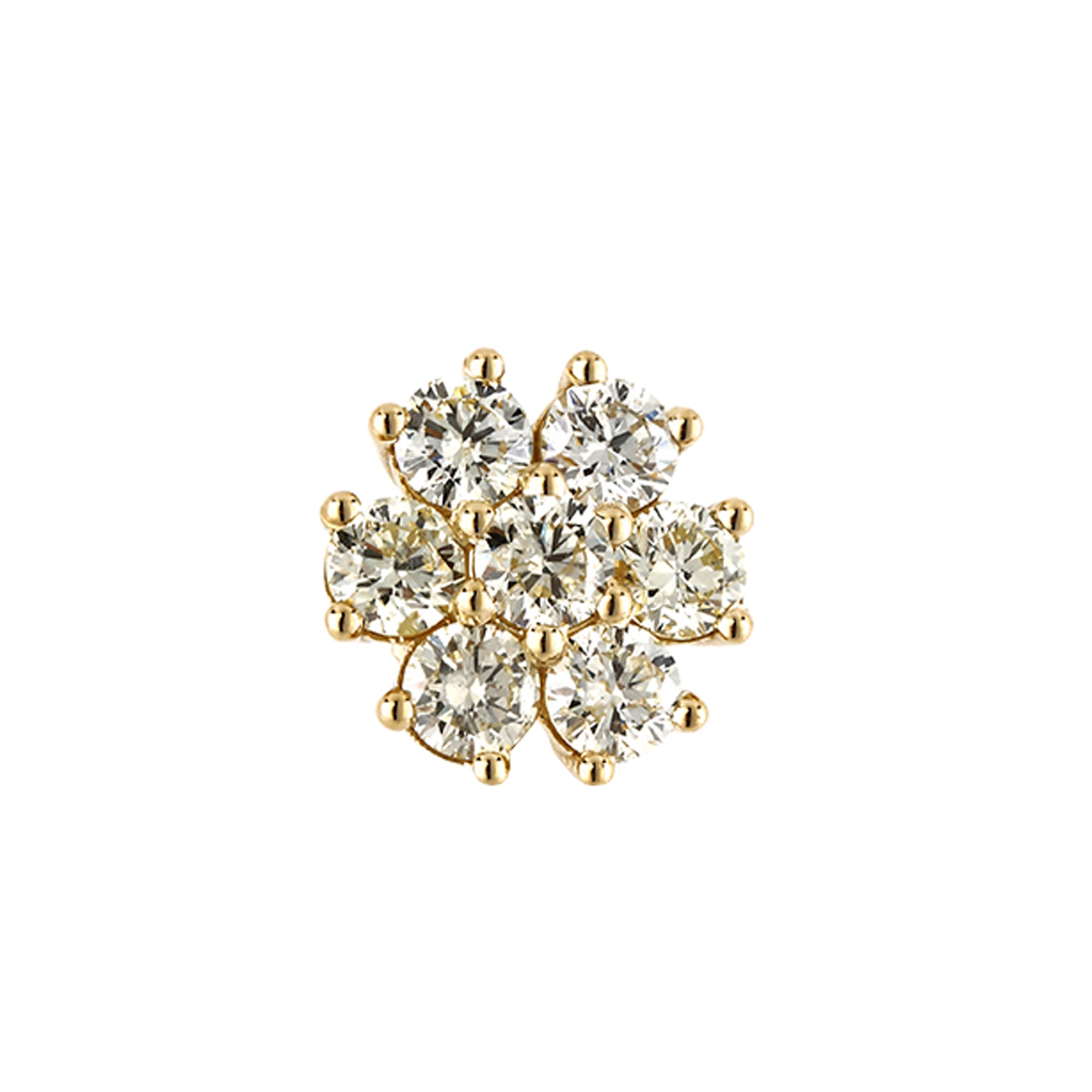0.68Ct Round Diamond Yellow Gold Flower Earrings