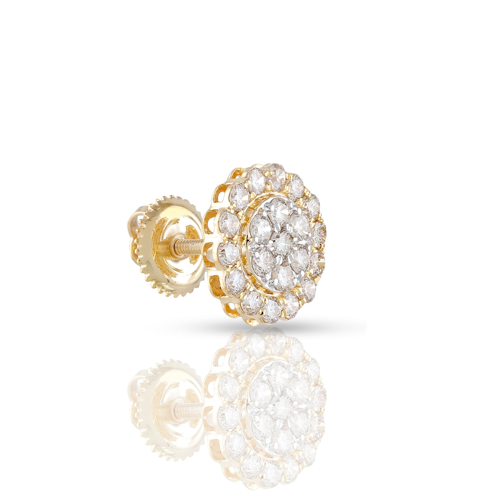 0.93Ct Round Diamond Yellow Gold Round Stud Earrings