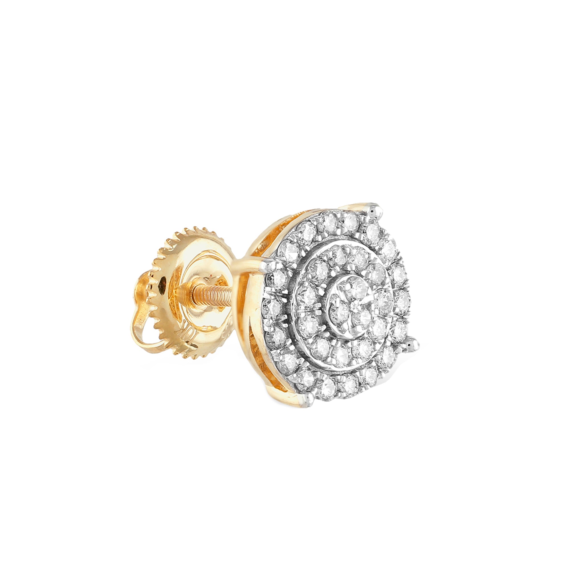 0.48Ct Yellow Gold Round Diamond Round Stud Earrings