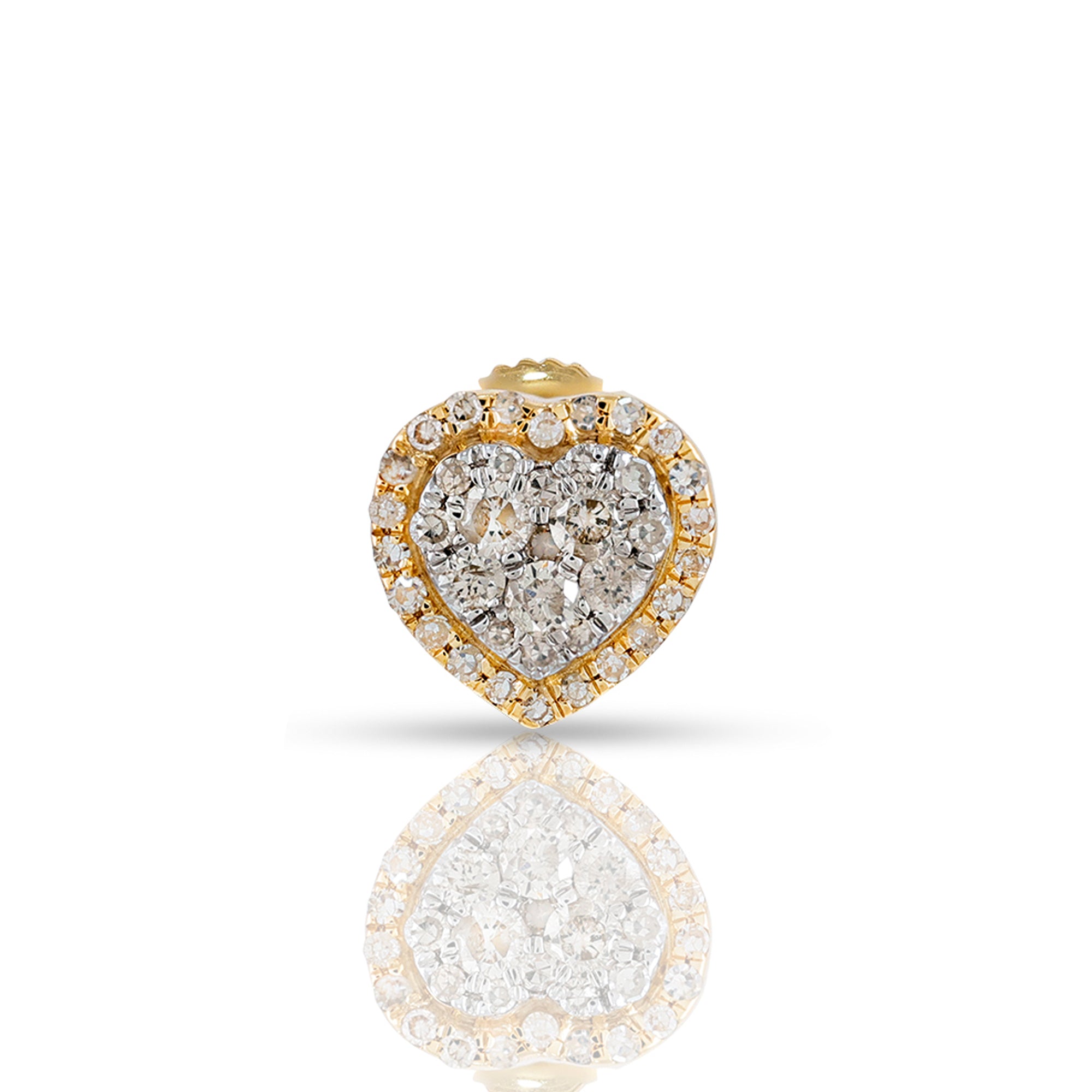 0.24Ct Round Diamond Yellow Gold Heart Stud Earrings