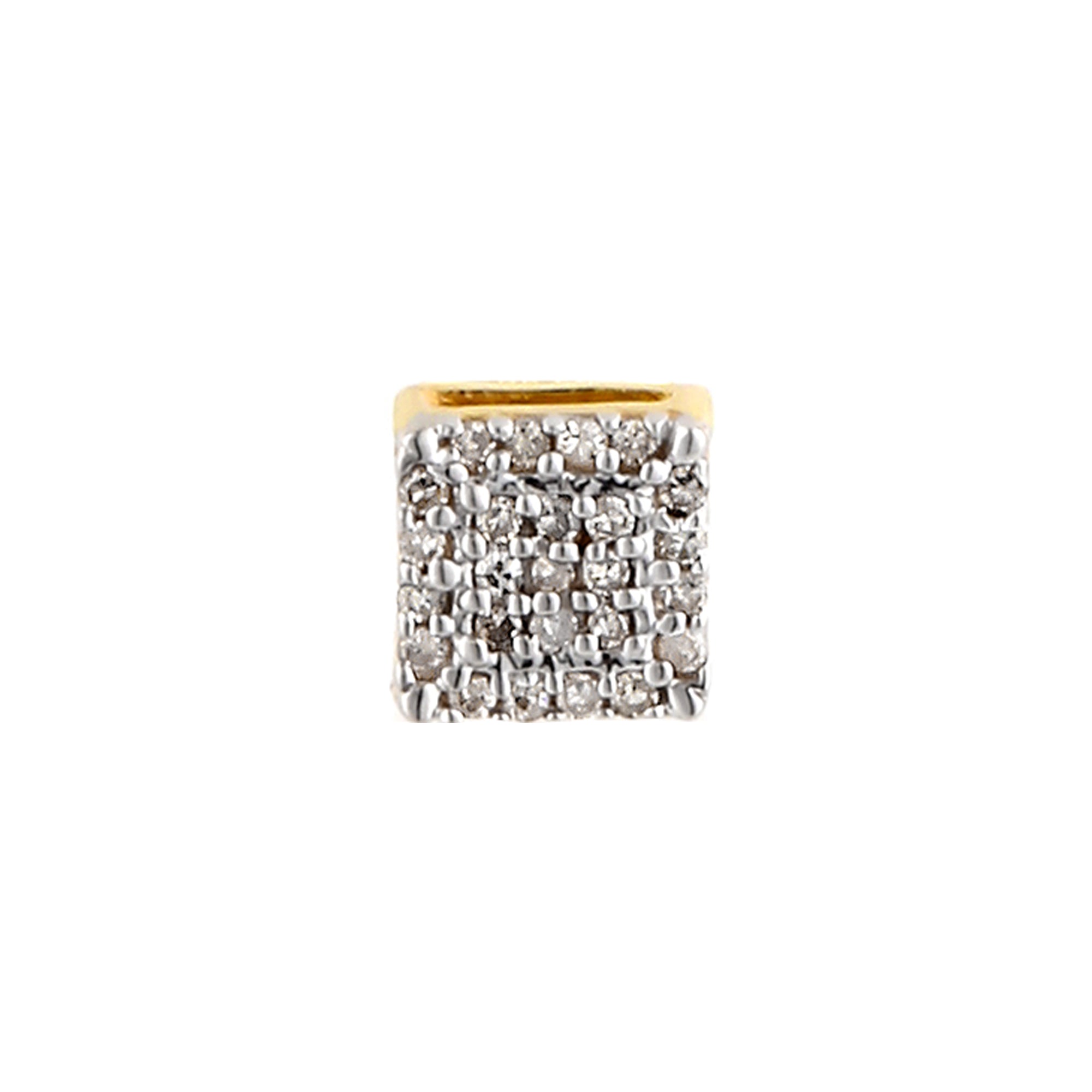 0.11Ct Round Diamond Yellow Gold Square Stud Earrings