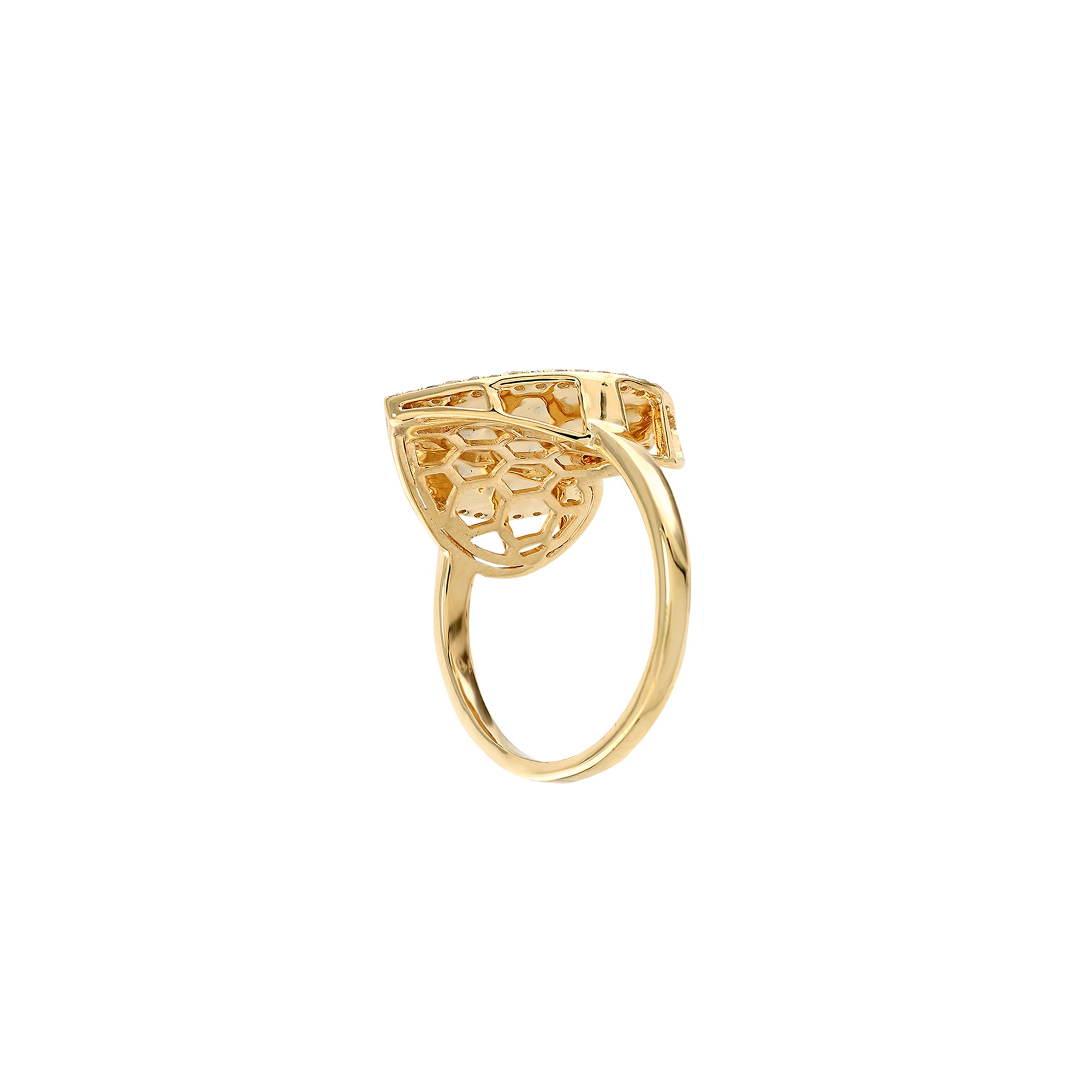 Yellow Gold Round Diamond Cluster Heart Ring