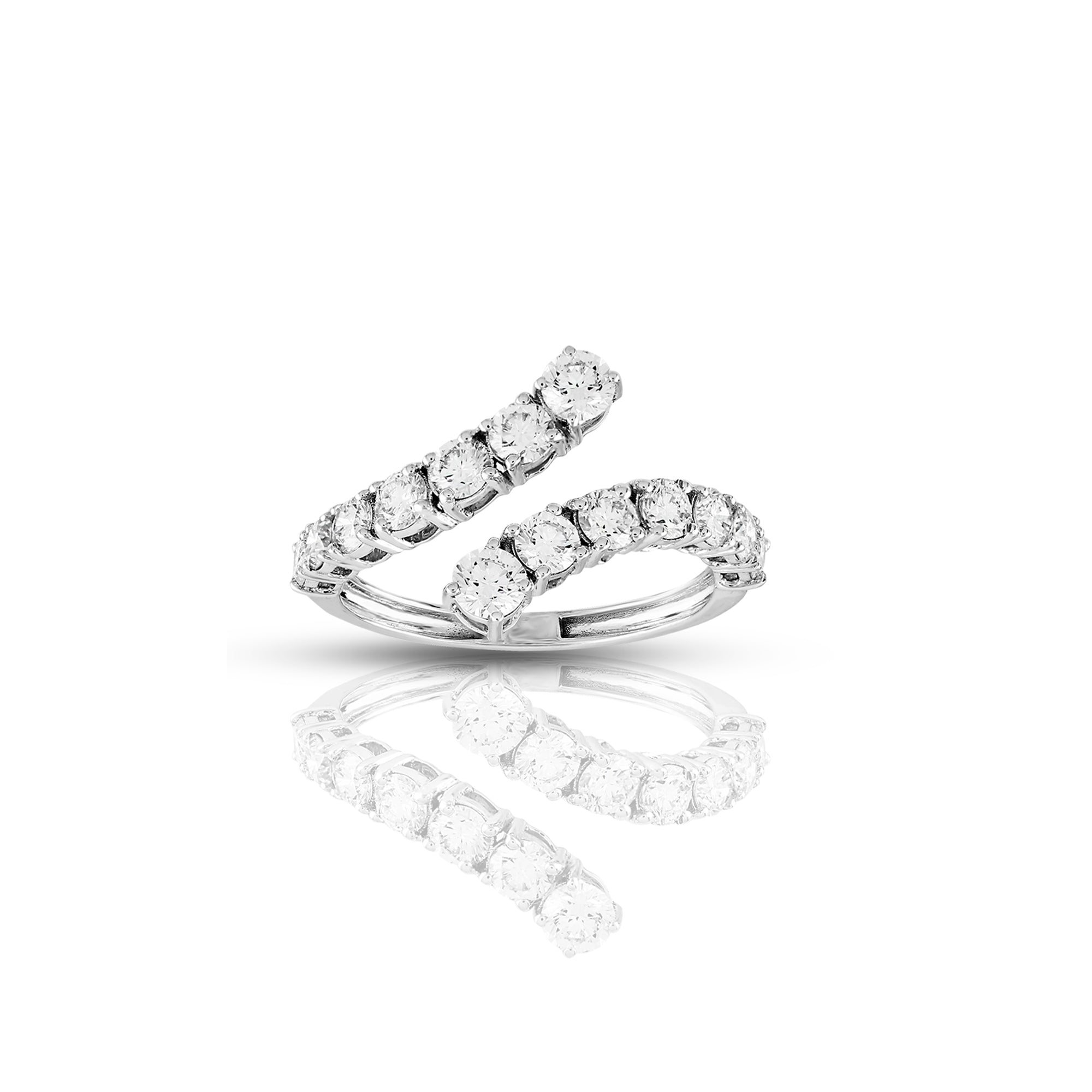 White Gold Round Diamond Cuff Ring For Women's