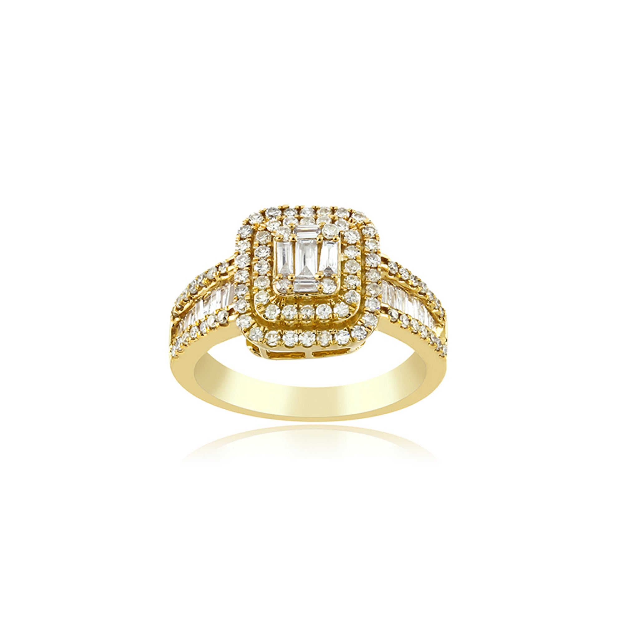 Yellow Gold Baguette And Round Diamond Ring